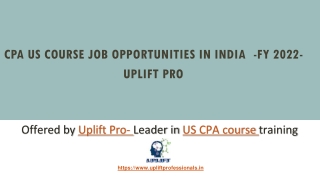 CPA US course Job Opportunities in India  -FY 2022- Uplift PRO