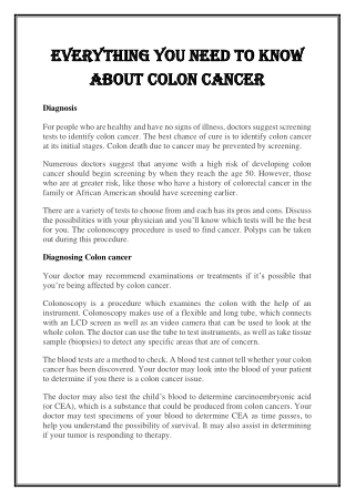 Colon Cancer treatment Singapore