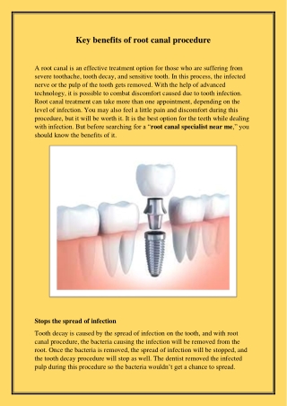 Key benefits of root canal procedure