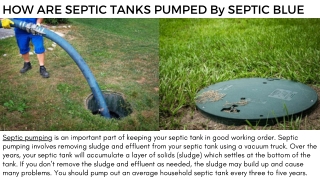 HOW ARE SEPTIC TANKS PUMPED By SEPTIC BLUE