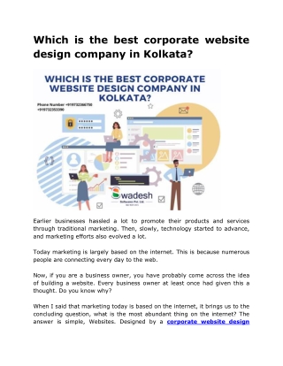 Which is the best corporate website design company in Kolkata?