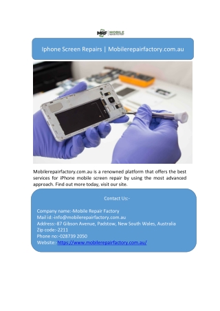 Iphone Screen Repairs | Mobilerepairfactory.com.au