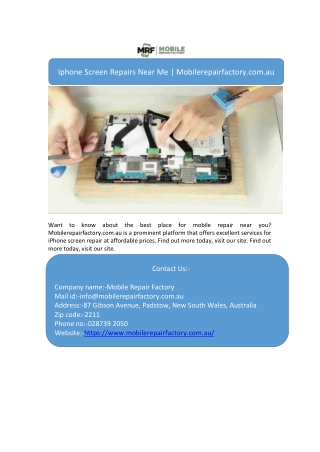 Iphone Screen Repairs Near Me | Mobilerepairfactory.com.au