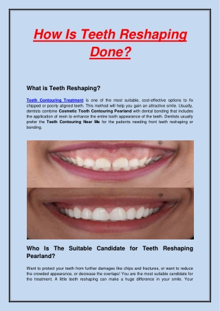 How Is Teeth Reshaping Done