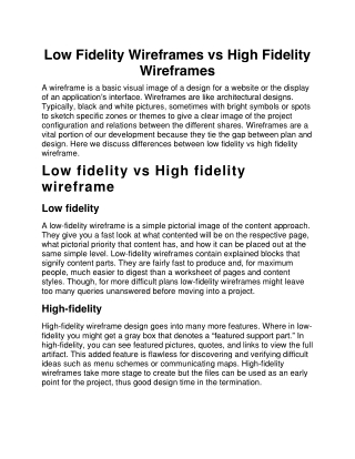 Low Fidelity Wireframes vs High Fidelity Wireframes
