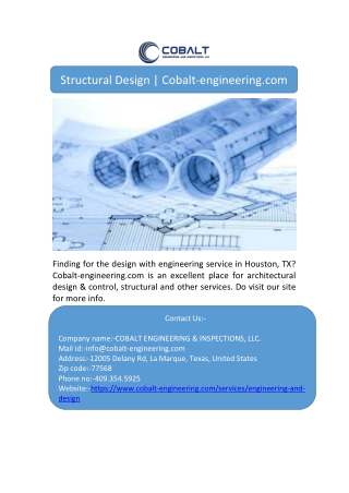 Structural Design | Cobalt-engineering.com