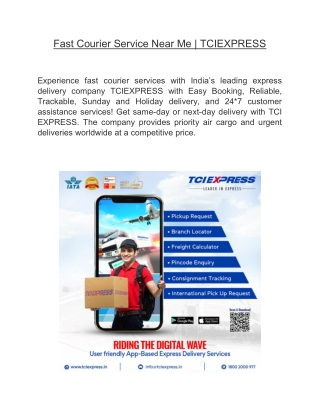 Fast Courier Service Near Me | TCIEXPRESS