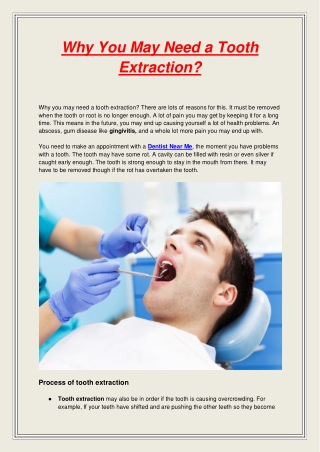 Why You May Need a Tooth Extraction