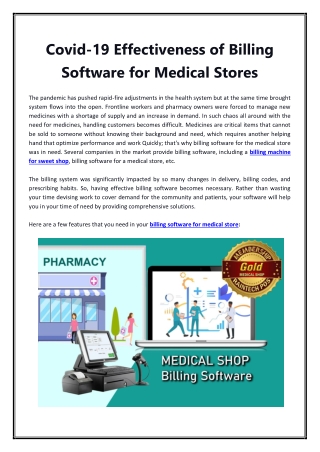 Covid-19 Effectiveness of Billing Software for Medical Stores