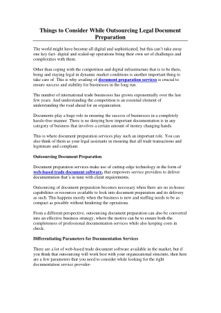 Things to Consider While Outsourcing Legal Document Preparation