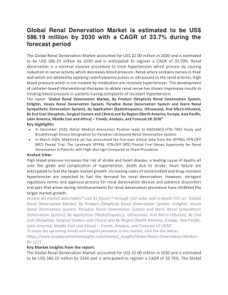 Global Renal Denervation Market is estimated to be US