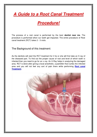 A Guide to a Root Canal Treatment Procedure