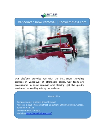 Vancouver snow removal | Snowlimitless.com