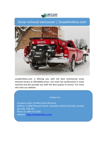 Snow removal vancouver | Snowlimitless.com