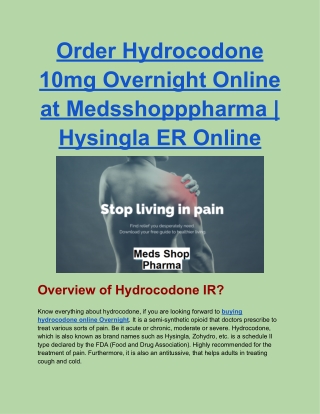 Order Hydrocodone 10mg Overnight Online