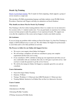 Oracle 11g Training