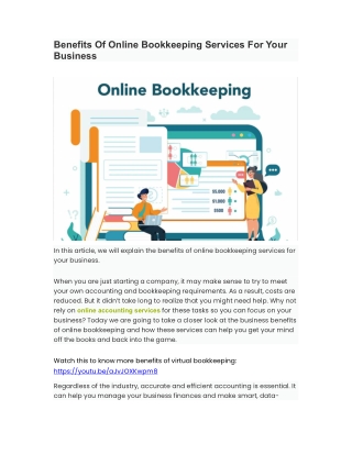 Benefits Of Online Bookkeeping Services For Your Business
