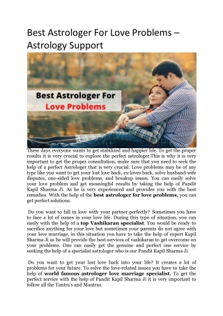 Best Astrologer For Love Problems – Astrology Support