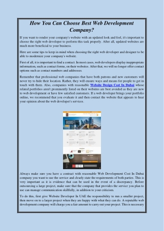 How You Can Choose Best Web Development Company