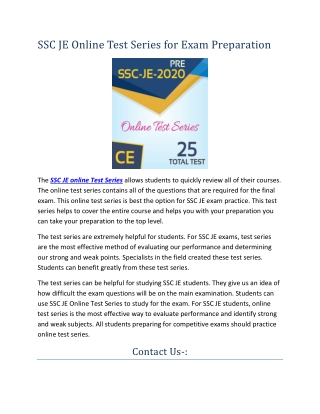 SSC JE Online Test Series for Exam Preparation