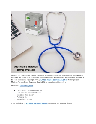 Azacitidine injection in Malaysia