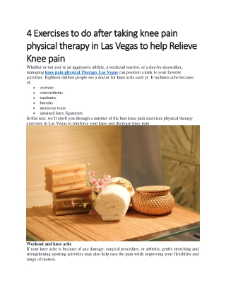 4 Exercises to do after taking knee pain physical therapy in Las Vegas to help Relieve Knee pain