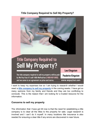 Title Company Required to Sell My Property?