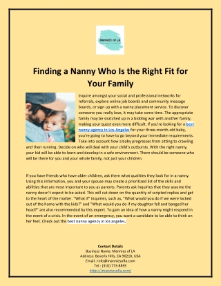 Finding a Nanny Who Is the Right Fit for Your Family