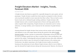 Freight Elevators Market - Insights, Trends, Forecast 2026