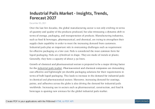 Industrial Pails Market - Insights, Trends, Forecast 2027