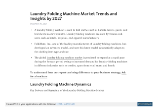 Laundry Folding Machine Market Trends and Insights by 2027