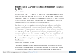 Electric Bike Market Trends and Research Insights by 2031