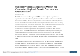 Mobile Business Process Management Market - Global Industry Analysis and Forecas