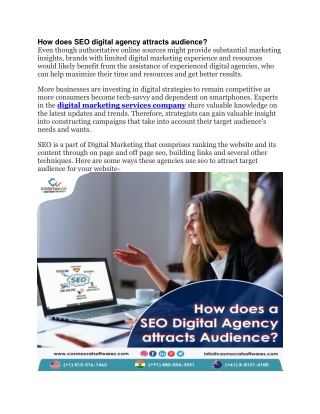 How does a SEO digital agency attracts audience