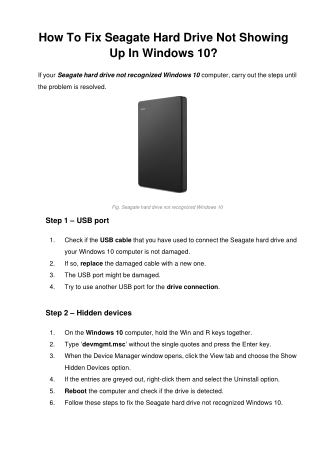 How To Fix Seagate Hard Drive Not Showing Up In Windows 10?