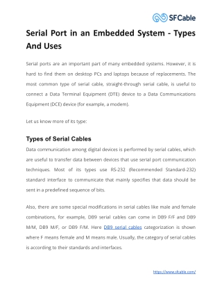 Serial Port in an Embedded System - Types And Uses