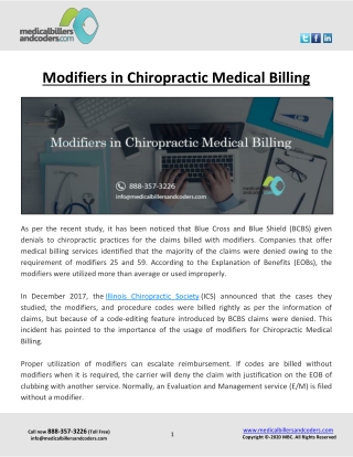 Modifiers in Chiropractic Medical Billing