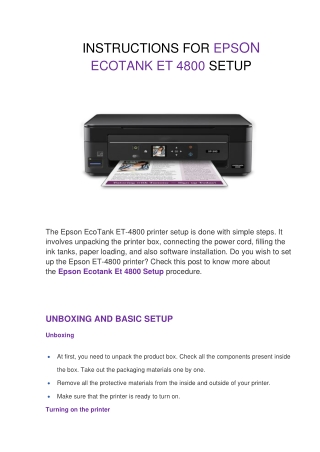 Improve Epson Ecotank ET 4800 With These Secret Techniques | Airprint | Setup