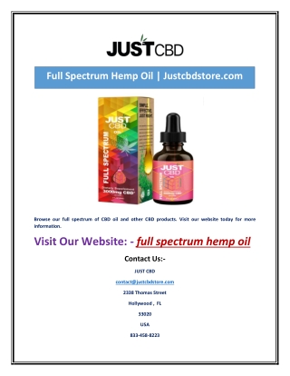 Full Spectrum Hemp Oil | Justcbdstore.com