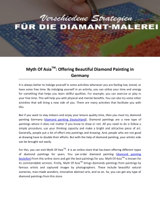 Myth Of AsiaTM- Offering Beautiful Diamond Painting in Germany