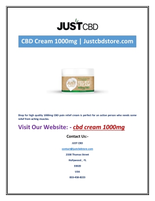 CBD Cream 1000mg | Justcbdstore.com