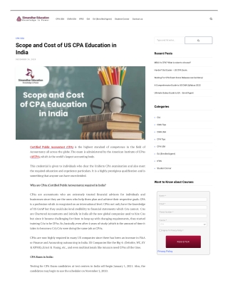Scope and Cost of US CPA Education in India