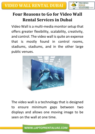Four Reasons to Go for Video Wall Rental Services in Dubai