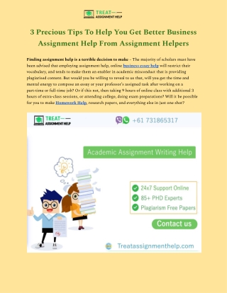 3 Precious Tips To Help You Get Better Business Assignment Help From Assignment Helpers