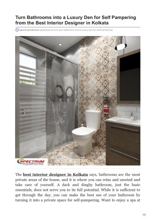 Turn Bathrooms into a Luxury Den for Self Pampering from the Best Interior Designer in Kolkata