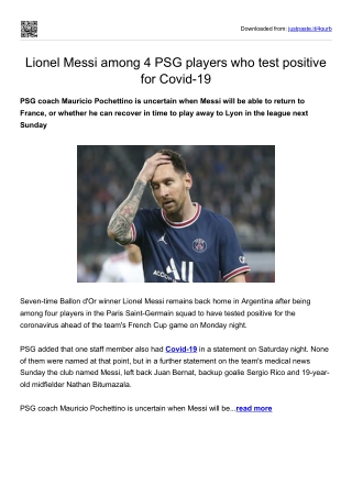 Lionel Messi among 4 PSG players who test positive for Covid-19