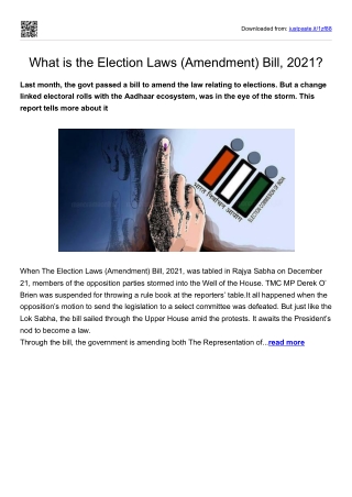 What is the Election Laws (Amendment) Bill, 2021