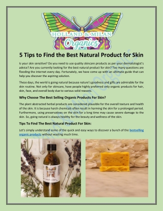 Get Best Organic Body Care Products Company in PA, USA