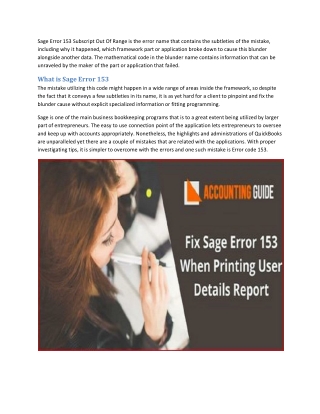 Fix Sage Error 153 When Printing User Details Report