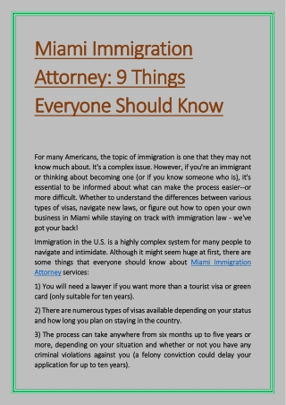 Miami Immigration Attorney 9 Things Everyone Should Know